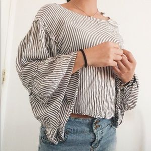 Charlotte Russe Striped Bell Sleeve Top